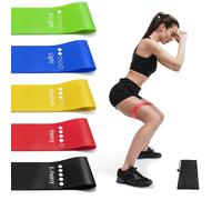 Kakuje Resistance Bands for Working Out, Exercise Bands Set with 5 Resistance Levels, Multi-Colored Workout Bands for Indoor and Outdoor Fitness, Leg Strength Training, Rehab, Yoga