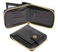 KaKuLan Black PU Leather Wallet for Men - RFID Blocking Bifold with 7 Card Slots, Large Bill Compartment, 2 Zipper Pockets & Fold-Out ID Window - Slim Travel Wallet