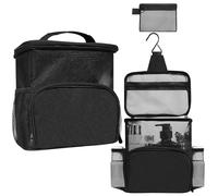 KaKuLan Hanging Travel Toiletry Bag for Men and Women with Metal Hook, Large Hanging Cosmetics Organizer, Shower Dopp Kit, Makeup & Toiletries Organizer Kit, Travel Bathroom Accessories, Black