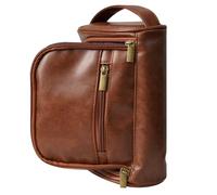 KaKuLan Travel Toiletries Bag for Men, Water-Resistant Dopp Kit, PU Leather Shaving Pouch Organizer, Men's Utility Organizer Bag, Multi-Compartment Travel Makeup Bag for Accessories