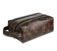 KaKuLan Travel Toiletry Bag for Men, Vintage Dopp Kit, Water-resistant PU Leather Shaving & Bathroom Organizer, Durable Portable Grooming Kit, Small Cosmetic & Toiletries Case for Travel & Business,