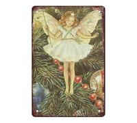Kakulase Retro Metal Tin Signs The Christmas Tree Fairy Flower Fairies Retro Metal Tin Sign Wall Decor Vintage Sign for Home Kitchen Cafe Bar Restaurant 8x12 inch, Signage
