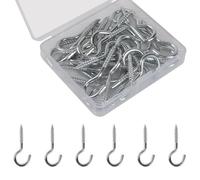 KAKULO Screw-in Hooks Eye Bolt Ceiling Hook Screw Hanger Open Loop for Hanging Coat Rack, Towel, Plant Pot, Bag, Keys (30pcs-40mm)