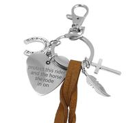KAKUPPA Protect This Rider and The Horse Saddle Charm, Heart Shape Equestrian Riding Present for Women Horses Lovers, Horse Tack Equipment Decor and Jewelry Present