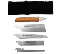 KAKURI Japanese Pull Saw Set for Precision Woodworking - Fine Cut 7", Flush Cut 7", Hardwood 8.2", Keyhole 6" - Red Oak Handles with Oil Finish, Canvas Carrying Case - Made in Japan