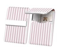 Kakurookie 2Pack Business Card Holder, 3.7 x 2.4 IN RFID Blocking and Magnetic Closure, Stainless Steel Business Card Case for Women Men, Stylish print patterns, Striped Pink