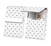 Kakurookie 2Pack Business Card Holder, 3.7 x 2.4 IN RFID Blocking and Magnetic Closure, Stainless Steel Business Card Case for Women Men, Stylish print patterns, Polka Dot White