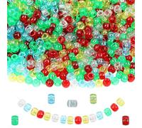 KAKW Glitter Pony Beads 1000 Pcs for Friendship Bracelets, Hair Braiding, Necklace, Earrings - 6x9mm Large Hole Plastic Transparent Glittering Beads for Jewelry Making