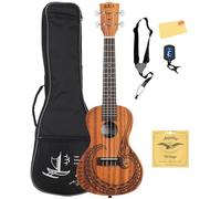 Kala Courage Mahogany Concert Ukulele - Bundle With Gig Bag, Tuner, Strap, Strings, and Austin Bazaar Polishing Cloth