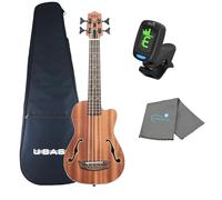 Kala Journeyman Acoustic-Electric U Bass with F-Holes Bundle with Tuner and Lumintrail Polishing Cloth