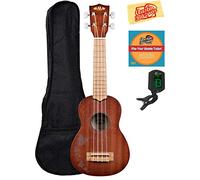 Kala KA-15S-H1 Satin Mahogany Soprano Ukulele - Hawaiian Islands Bundle with Gig Bag, Tuner, Austin Bazaar Instructional DVD, and Polishing Cloth