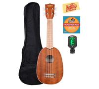 Kala KA-15S Satin Mahogany Soprano Ukulele Bundle with Gig Bag, Tuner, Strap, Fender Play, Austin Bazaar Instructional DVD, and Polishing Cloth