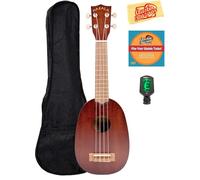 Kala KA-15S Satin Mahogany Soprano Ukulele Bundle with Gig Bag, Tuner, Strap, Fender Play, Austin Bazaar Instructional DVD, and Polishing Cloth