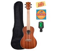 Kala KA-CE Mahogany Concert Electric Ukulele Bundle with Gig Bag, Cherub Tuner, and Polishing Cloth