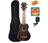 Kala KA-EBY-S Striped Ebony Soprano Ukulele Bundle with Gig Bag, Tuner, Austin Bazaar Instructional DVD, and Polishing Cloth, Bundle w/ Gig Bag, Soprano