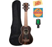 Kala KA-EBY-S Striped Ebony Soprano Ukulele Bundle with Gig Bag, Tuner, Austin Bazaar Instructional DVD, and Polishing Cloth, Bundle w/ Gig Bag, Soprano