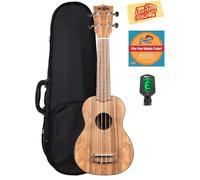 Kala KA-PWS Pacific Walnut Soprano Ukulele Bundle with Hard Case, Tuner, Austin Bazaar Instructional DVD, and Polishing Cloth