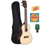 Kala KA-SCG Solid Spruce Mahogany Concert Ukulele Bundle with Gig Bag, Tuner, Austin Bazaar Instructional DVD, and Polishing Cloth, Bundle w/ Gig Bag, Spruce Concert