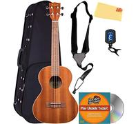 Kala KA-SE Satin Mahogany Soprano Acoustic-Electric Ukulele Bundle with Hard Case, Tuner, Austin Bazaar Instructional DVD, and Polishing Cloth