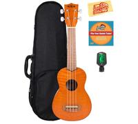 Kala KA-SEM Exotic Mahogany Soprano Ukulele Bundle with Hard Case, Clip-On Tuner, Austin Bazaar Instructional DVD, and Polishing Cloth