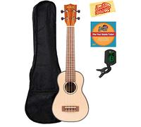 Kala KA-SSLNG Solid Spruce Mahogany Long Neck Soprano Ukulele Bundle with Gig Bag, Tuner, Austin Bazaar Instructional DVD, and Polishing Cloth