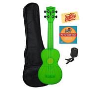Kala KA-SWF-GN Waterman Soprano Ukulele - Fluorescent Green Gloss Bundle with Gig Bag, Tuner, Austin Bazaar Instructional DVD, and Polishing Cloth