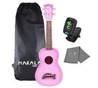 Kala Makala Pink Burst Dolphin Soprano Ukulele - MK-SD/PKBURST Bundle with a Kala Tuner and Lumintrail Polishing Cloth
