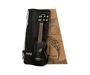 Kala Makala Shark MK-SS-BLK - Black Soprano Shark Ukulele with Tote Bag