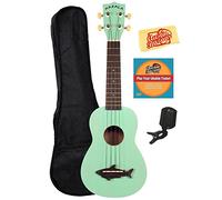 Kala MK-SS-GRN Makala Shark Soprano Ukulele - Surf Green Bundle with Gig Bag, Tuner, Austin Bazaar Instructional DVD, and Polishing Cloth