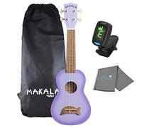 Kala Purple Burst Dolphin Makala Soprano Ukulele - MK-SD/PLBURST Bundle with a Kala Tuner and Lumintrail Polishing Cloth
