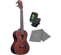 Kala Solid Mahogany Tenor Ukulele Satin Finish KA-SMHT Bundle with a Kala Tuner and Lumintrail Polishing Cloth