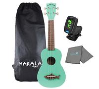 Kala Surf Green Soprano Shark Ukulele - MK-SS/GRN Bundle with a Kala Tuner and Lumintrail Polishing Cloth
