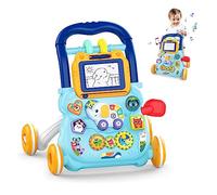 KalaDuck Sit to Stand Baby Walker, Baby Push Along Toys with Music and Drawing Board, Early Educational Activity Centres Babies Learning Toys, Baby Walkers for Boys Girls from 6 Months (Blue)
