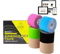 Kalahari 6 Rolls Kinesiology Tape + eBook Applications, Physio Kt Tape with high Adhesion and Water & Sweat Resistant, Kinesio Taping for Sports Injury, Support, Muscle Rehabilitation, 5 m x 5