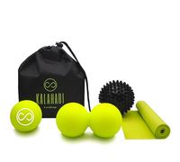 Kalahari Massage Ball Set, 4 in 1 Plus Exercise E-Book in English - Peanut, Lacrosse, Spiky Ball, Resistance Band and Bag - Deep Tissue Muscle Massage & Trigger Point Therapy
