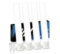 KALAHOL 4 Pack Under Cabinet Kitchen Lights, Motion Sensor Lights Indoor, Type-C, Charging Indicator, for Wardrobe, Under Counter, Cupboard, Stairs, Kitchen (Cold White)