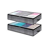 KALAHOL 90L Underbed Storage Bags 2 Pack Foldable Fabric Clothes Storage Bags with Zips and Reinforced Handle, Large Capacity & Clear Window for Comforters, Clothes, Blankets, Duvets