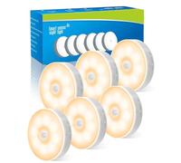 KALAHOL Motion Sensor Lights Indoor, Cupboard Lights, 6 Pack Stair Lights Night Lights, 3 Modes USB Charging Wall Lights, Magnetic Sensor Lights Indoors for Kitchen Stair Closet Warm Lights