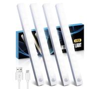 KALAHOL Under Cabinet Kitchen Lights 4 Pack, USB Motion Sensor Lights Indoor, Cupboard Light, 4 Modes, USB Type-C, Stepless Dimming, for Kitchen Wardrobe Bedroom Stairs (Cold White)