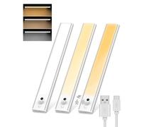 KALAHOL Under Cabinet Lights 2000mAh, 126 LED 3+1 Sensor Modes Hand-Wave, 3 Color Temperature Stepless Dimming USB Motion Sensor Cupboard Light with Magnetic Sticker for Kitchen/Wardrobe (3PACK)