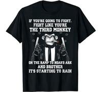 KALAIBU If You're Going to Fight Fight Like The Third Monkey Mens Cotton Tshirt Size L Black