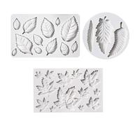 KALAIEN 3pcs Leaf Fondant Mold Rose Leaves 3D Leaf Silicone Mold for Chocolate Candy Maple Leaf Sugar Craft Cake Decoration
