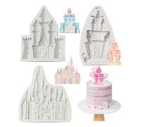 KALAIEN Castle Silicone Mold,3Pcs/Set Castle Cake Fondant Molds,Princess Chocolate Molds Castle Silicone Mirror Mould for Cake Decorating, FTM5036