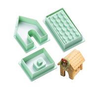 KALAIEN Gingerbread House Cookie Cutters,3d Mini Christmas Mug Hugger Cookie Cutter House Mold for Baking,4 Pcs Gingerbread Kit