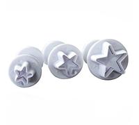 KALAIEN Small 3-Piece Star Fondant Plunger Cutter Set Cake Cookies Decorating Tool Mold-Tiny