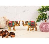 Kalakriti Metal Elephant Family Showpiece|Figurine Vastu Lucky Decorative Items for Home Decor| Living Room|Decoration & Gifting|Animal Figurine Decorative Showpiece
