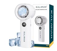 KALAMAN Handheld Portable Fan with Ice Cooler, 5000mAh Rechargeable Personal Fan,[15H Cooling Time] Mini Y Powerful [12000+ RPM] Small Pocket Fans for Travel/Outdoor/Office Quiet Neck Fan (White)