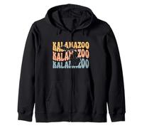 Kalamazoo Michigan MI Vintage Retro Groovy Colorful Text Zip Hoodie
