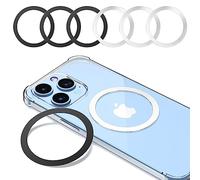KALAPOP Magnetic Wireless Charging Magsafe Ring-6 PCS,Ultra-Thin(0.4mm) Magsafe Sticker,Compatible with iPhone 17/Air/16/15/14/13 Series,Samsung Galaxy,Google Pixel,Magsafe Accessories-3Black&3Silver
