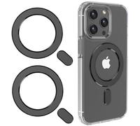 KALAPOP Metal Rings,Ultra-Thin(0.4mm) for MagSafe Sticker,Magnetic Adapter,Phone Cases&Wireless Charger,Compatible with iPhone 16/15/14/13,Galaxy S24/S23/S22/Kindle (Black 2PCS Magnet Rings)